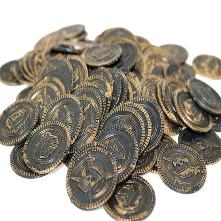 100 Pieces Plastic Treasure Coin Pirate Coin Kids Props Pirate Party Gold